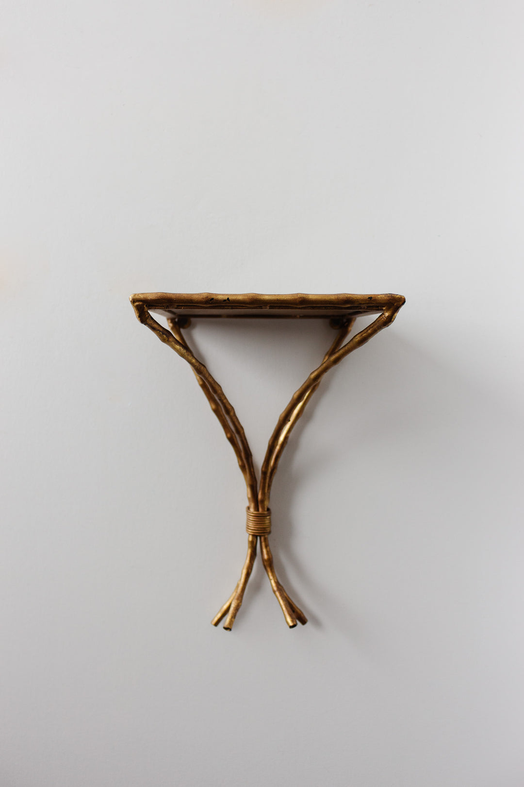 pair of midcentury brass faux bamboo wall sconces with mirrored top in the style of maison bagues