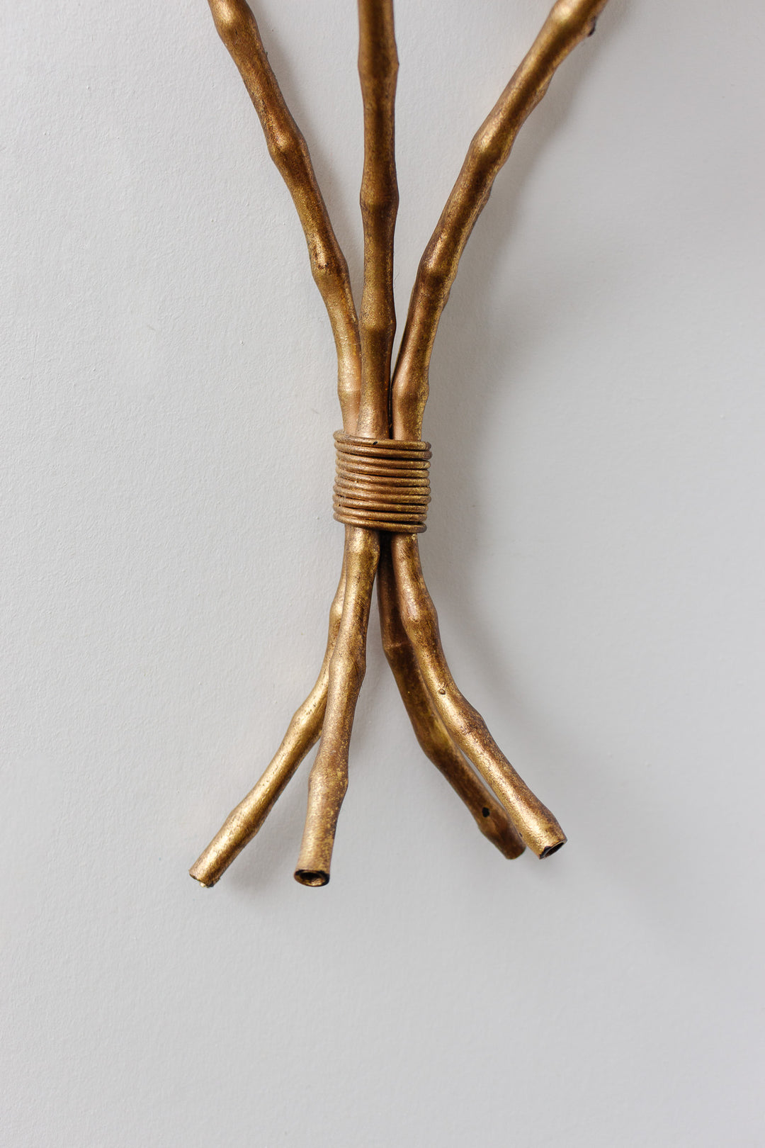 pair of midcentury brass faux bamboo wall sconces with mirrored top in the style of maison bagues