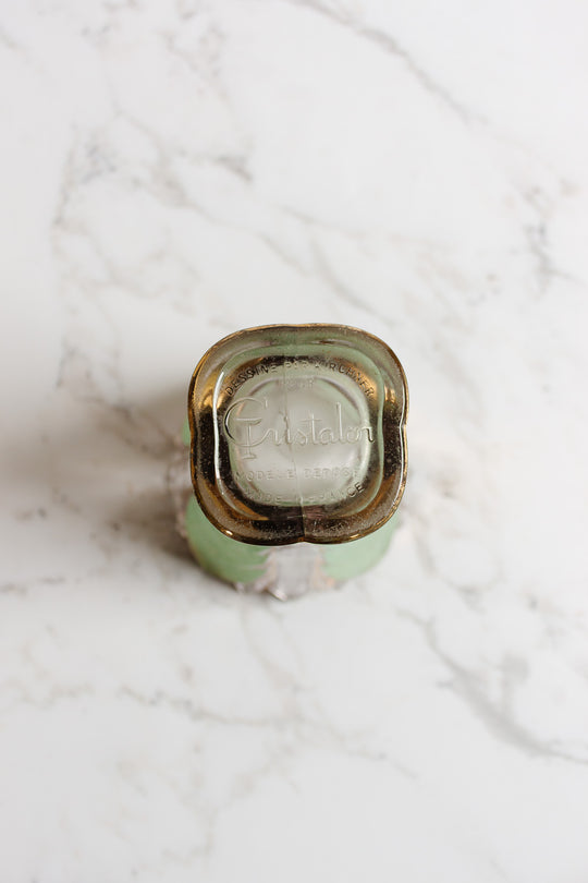 midcentury french green glass by "Kirchner pour Cristalor" vase