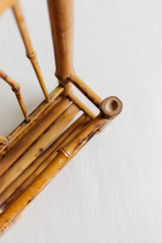 vintage french tabletop standing bamboo shelf