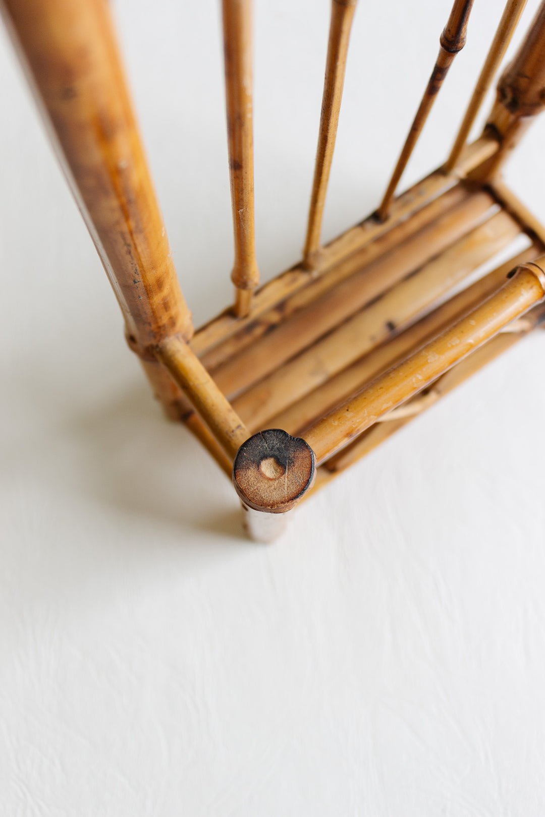 vintage french tabletop standing bamboo shelf