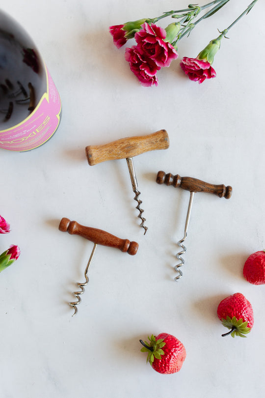 vintage french "tire bouchone" wood handled cork screw