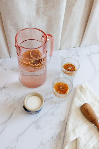 vintage French rosaline glass pitcher