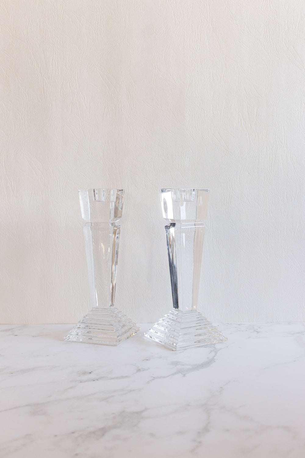 pair of vintage nachtmann crystal candlesticks