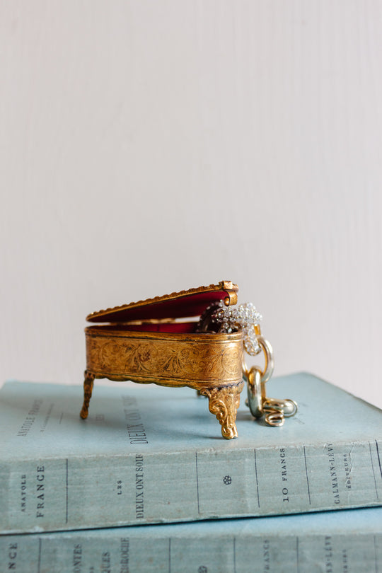 turn of the century French ormolu and glass souvenir bijoux casket