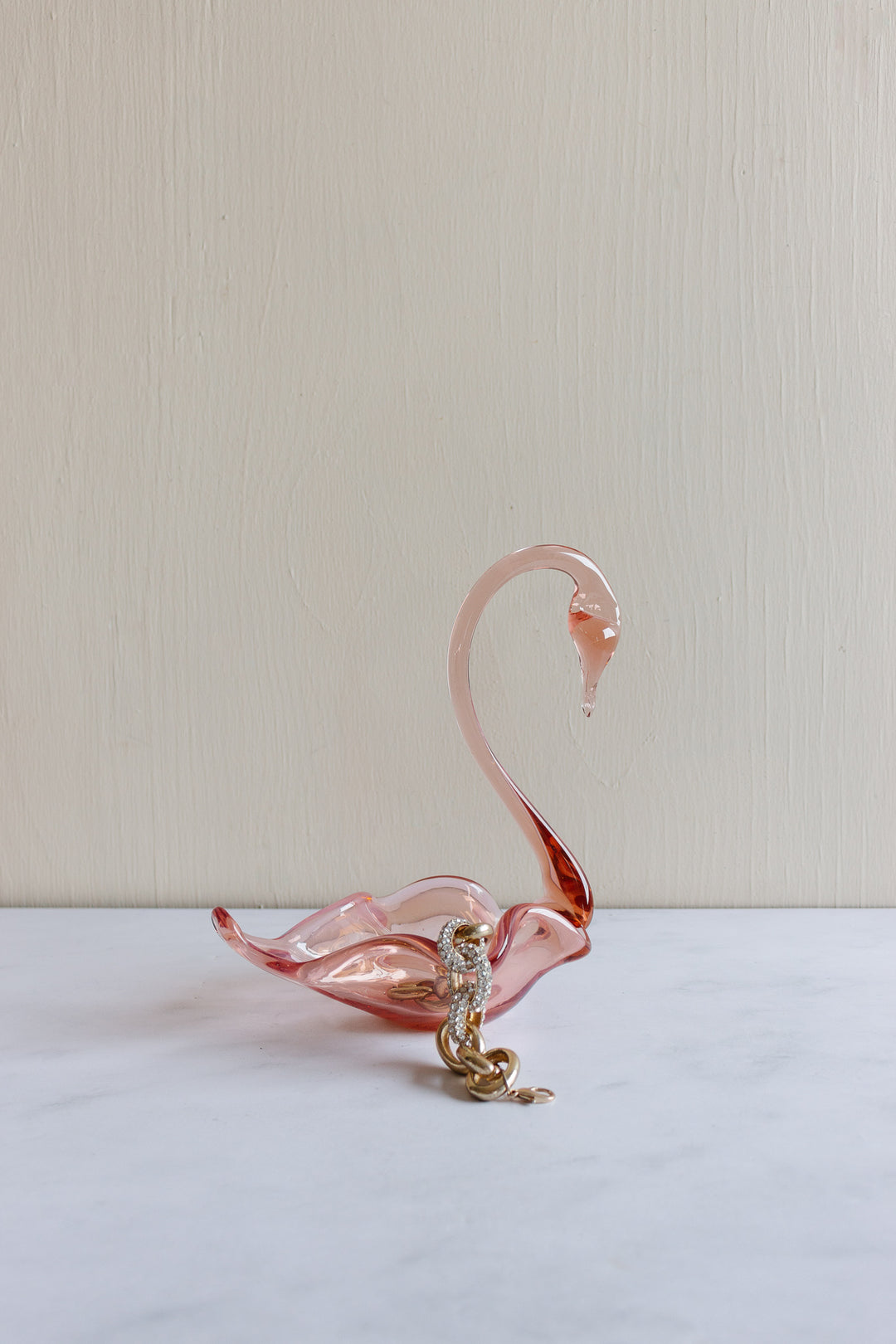 vintage french pink glass swan catchalls