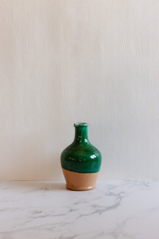 vintage french partially glazed bottle vase