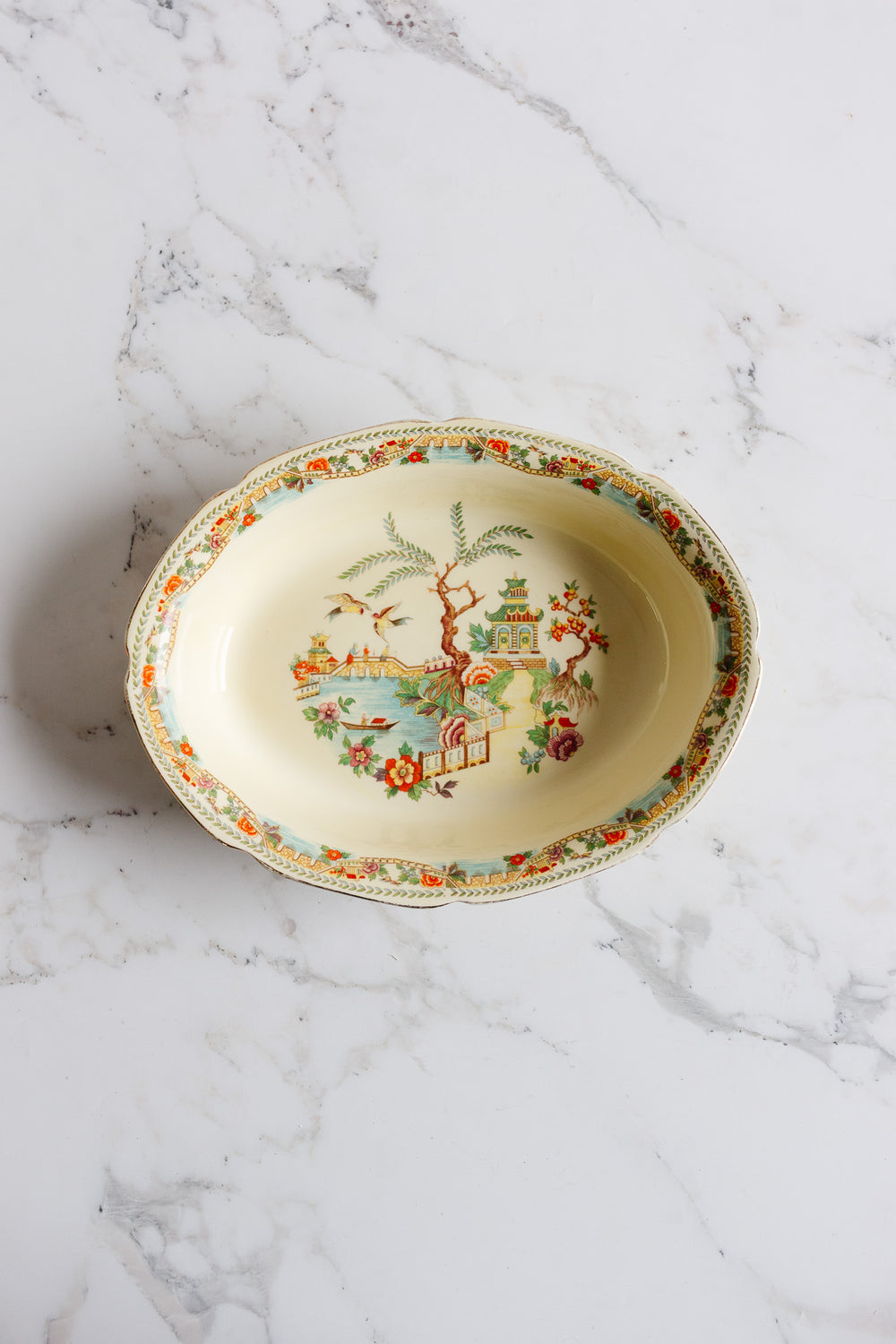 1920s coronet ware chinoiserie serving bowl