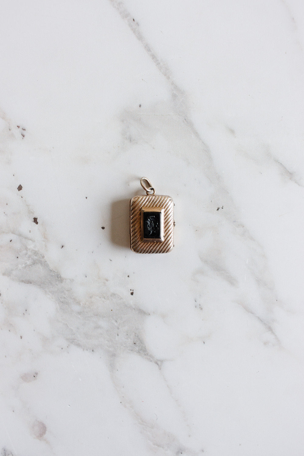 rare 1870s german silver and carved obsidian intaglio locket