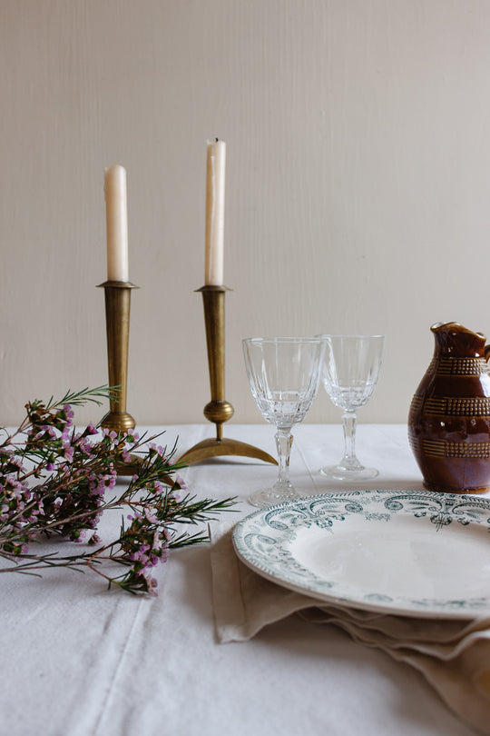 set of 4 vintage french cut glass wine glasses