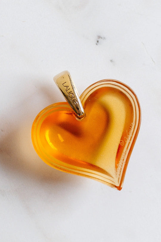 vintage french Bacarrat royal blue crystal heart pendant