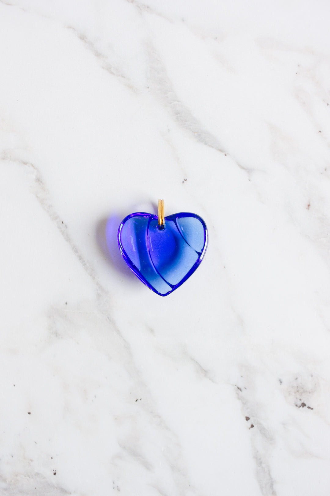 vintage french lalique royal blue crystal heart pendant