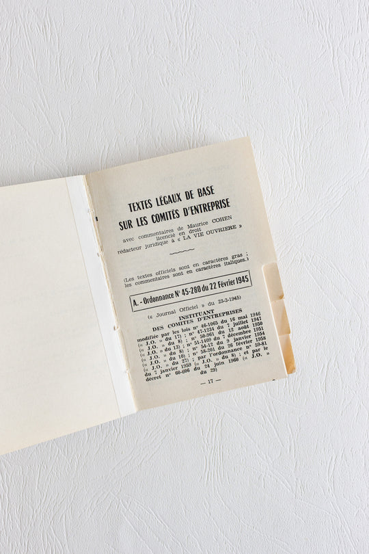 "practical guide for union members of French works councils" vintage book pair
