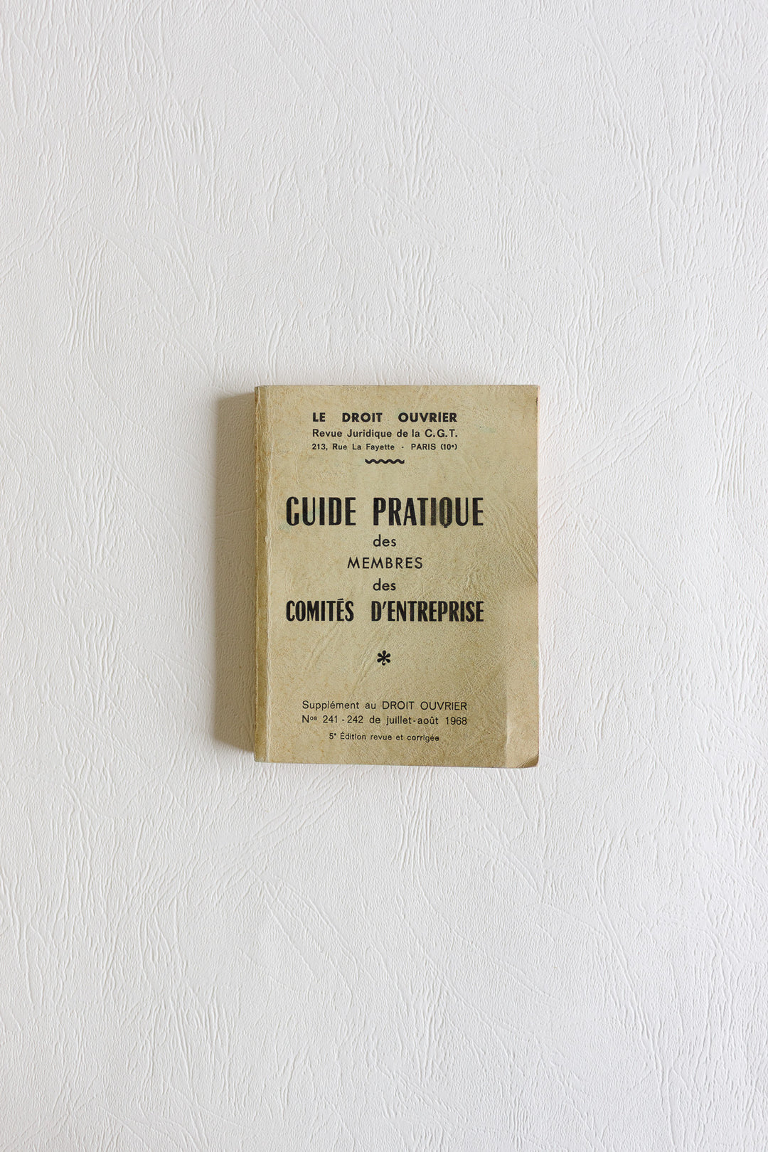 "practical guide for union members of French works councils" vintage book pair