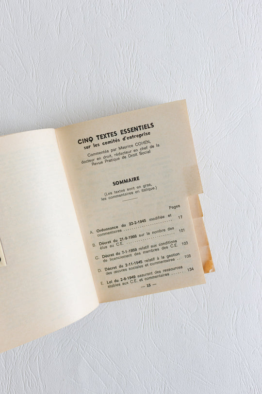 "practical guide for union members of French works councils" vintage book pair