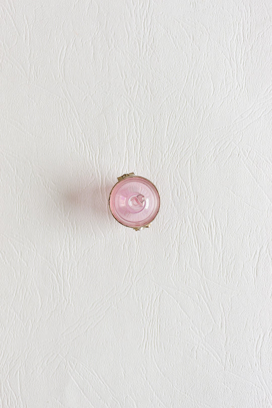 vintage french miniature pink acorn pill box
