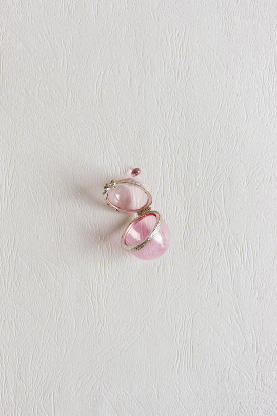 vintage french miniature pink acorn pill box