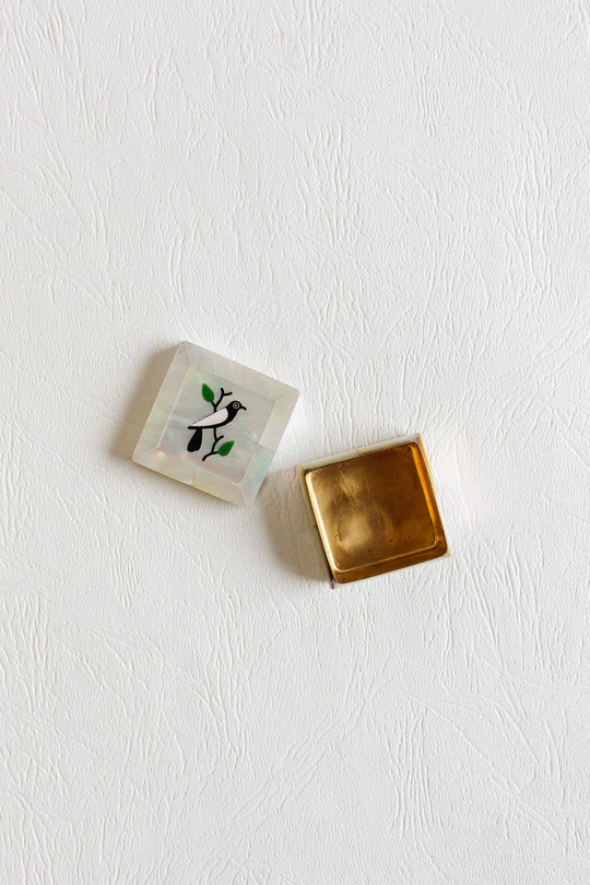 antique french mother of pearl "oiseau" pill box