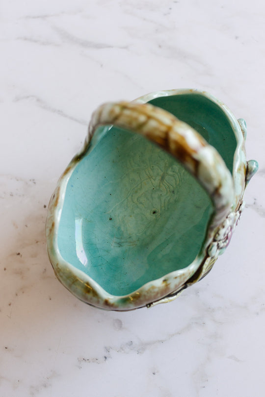 vintage french majolica vase with handle