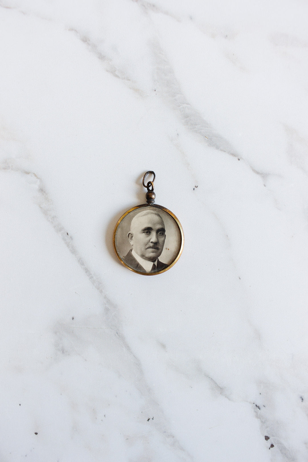 antique french double sided portrait pendant, father