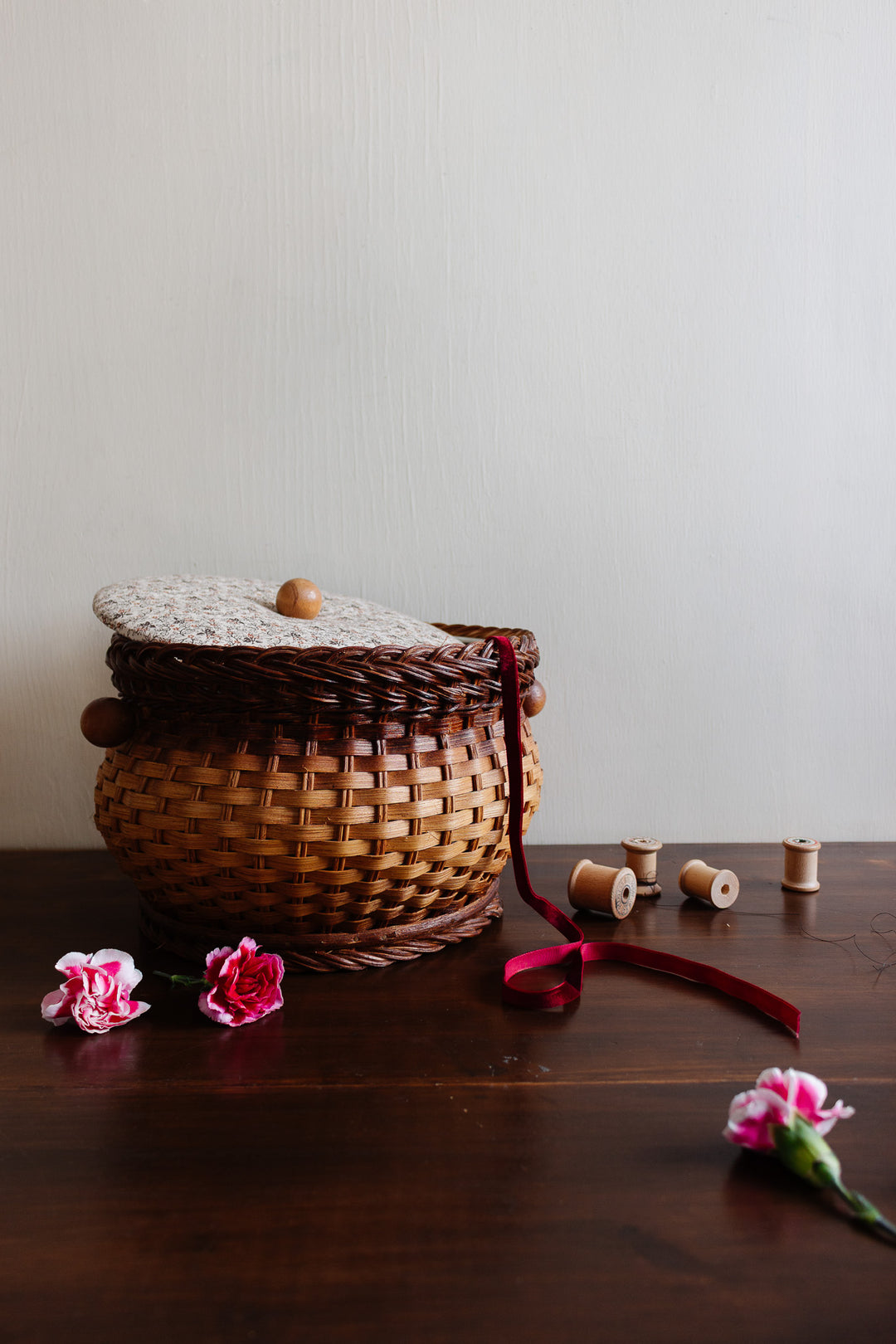 vintage German woven sewing basket
