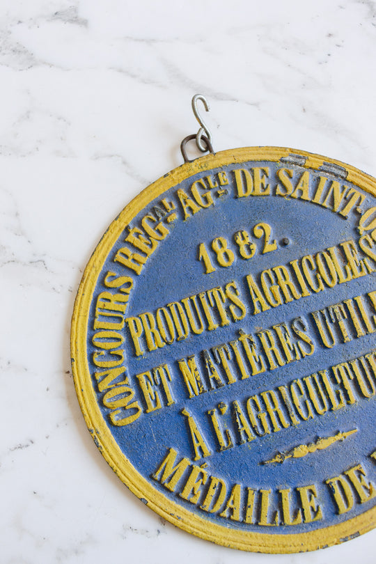 1882 agricultural contest bronze winner commemorative plaque
