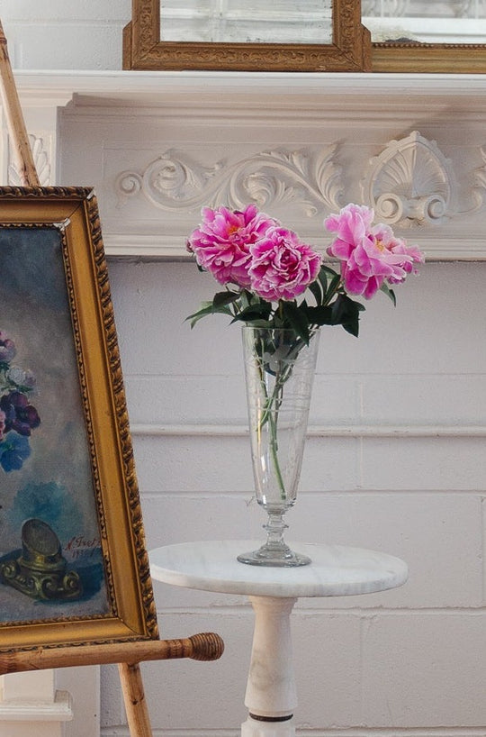 vintage french etched glass fluted vase