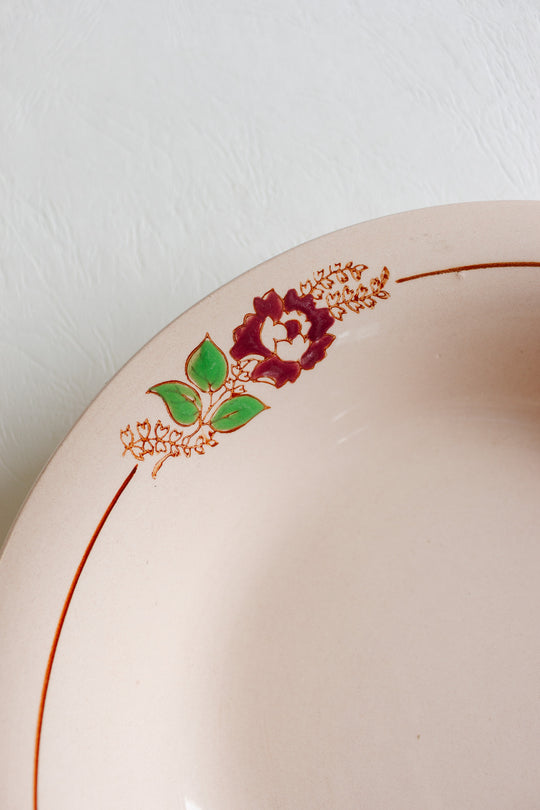 antique french longwy pink saladier