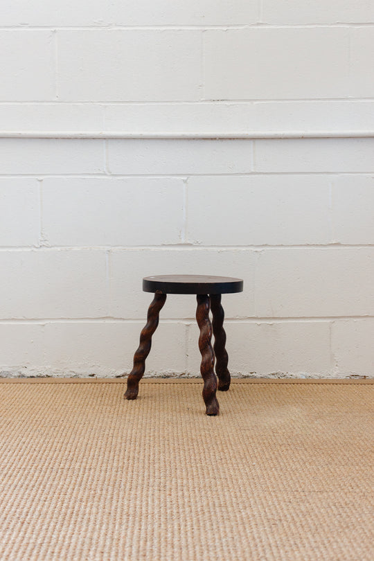 turn of the century French rustic wavy leg stool