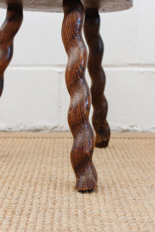 turn of the century French rustic wavy leg stool