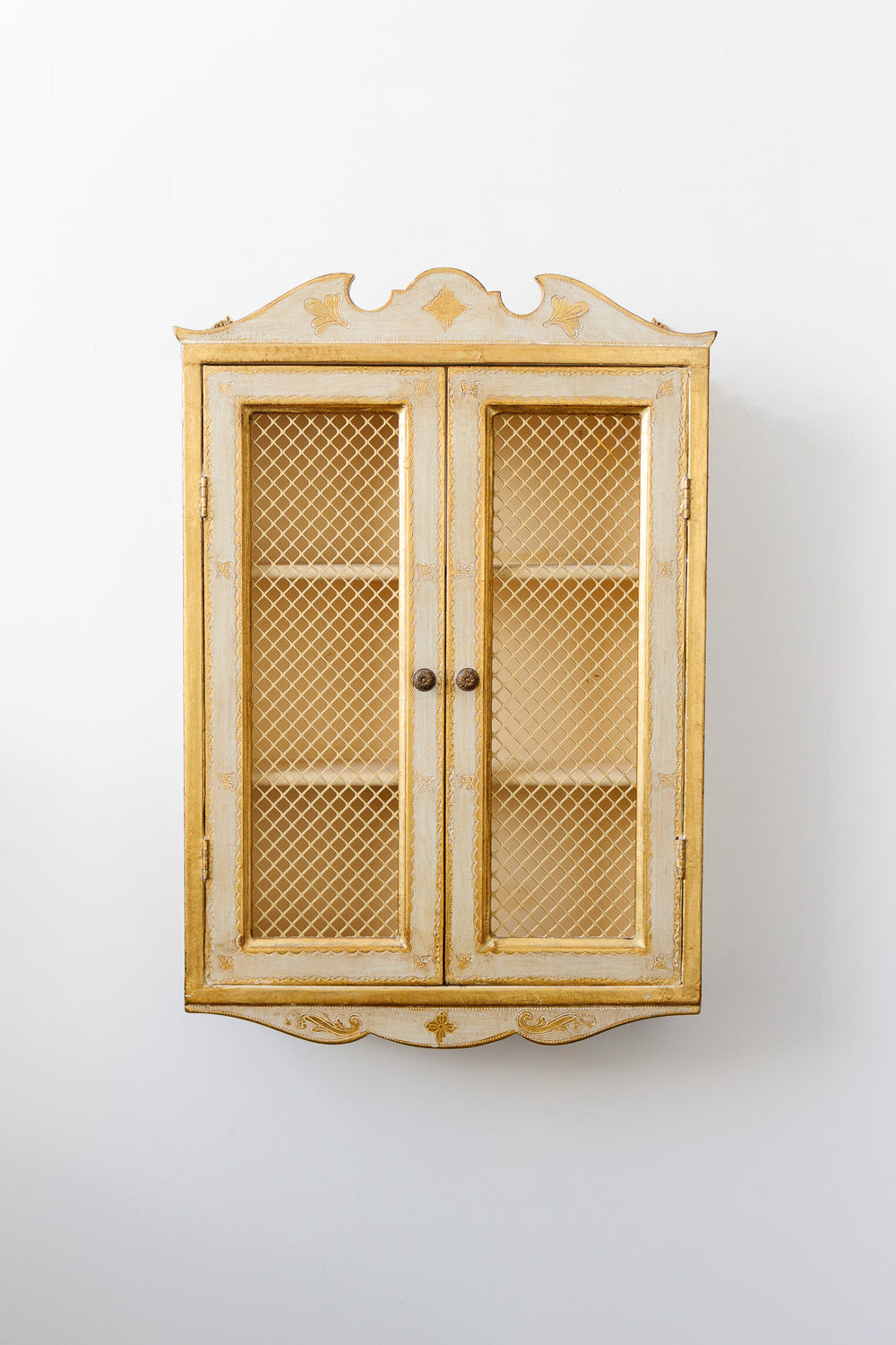 rare midcentury Italian florentine wall mounted cabinet