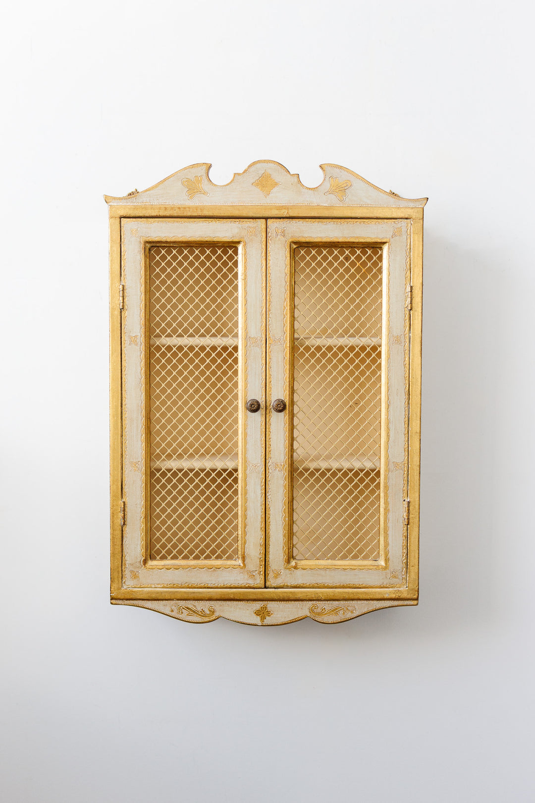 rare midcentury Italian florentine wall mounted cabinet