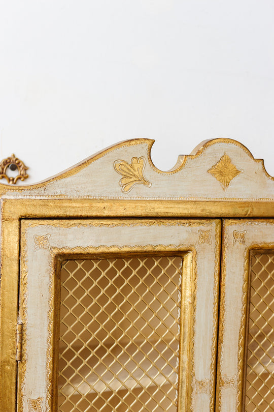 rare midcentury Italian florentine wall mounted cabinet