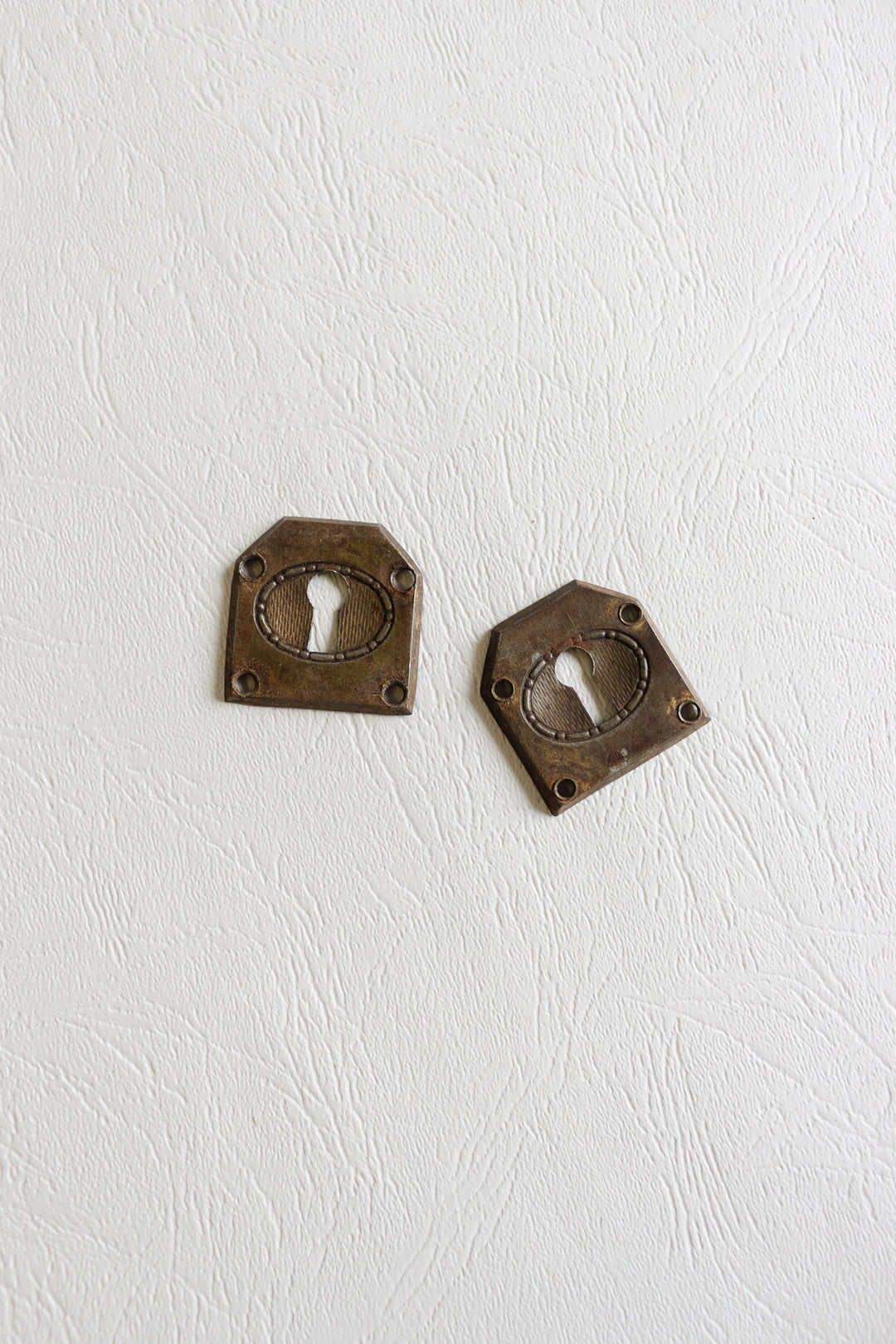 pair of antique french keyhole escutcheons i