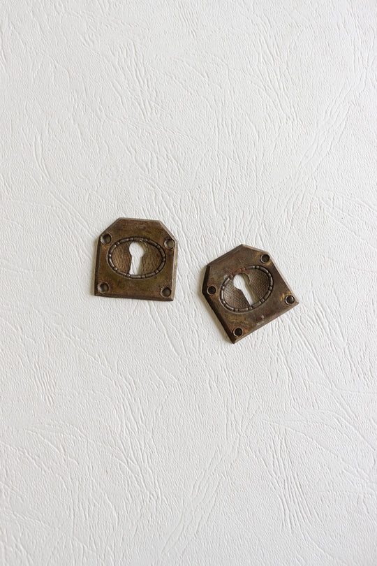 pair of antique french keyhole escutcheons i