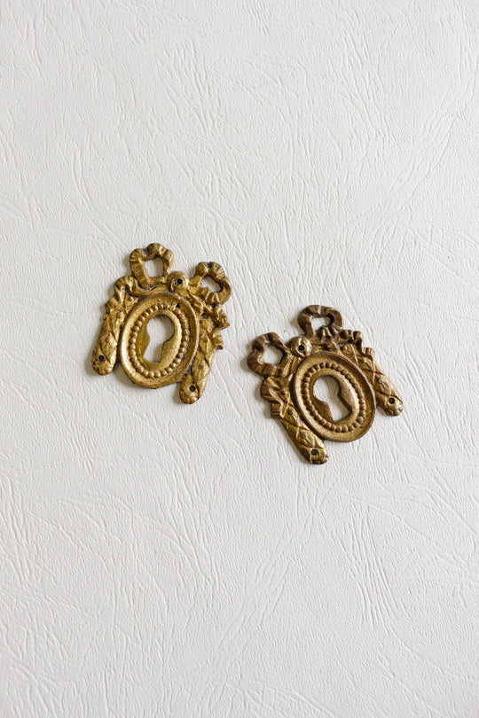 pair of antique french keyhole escutcheons