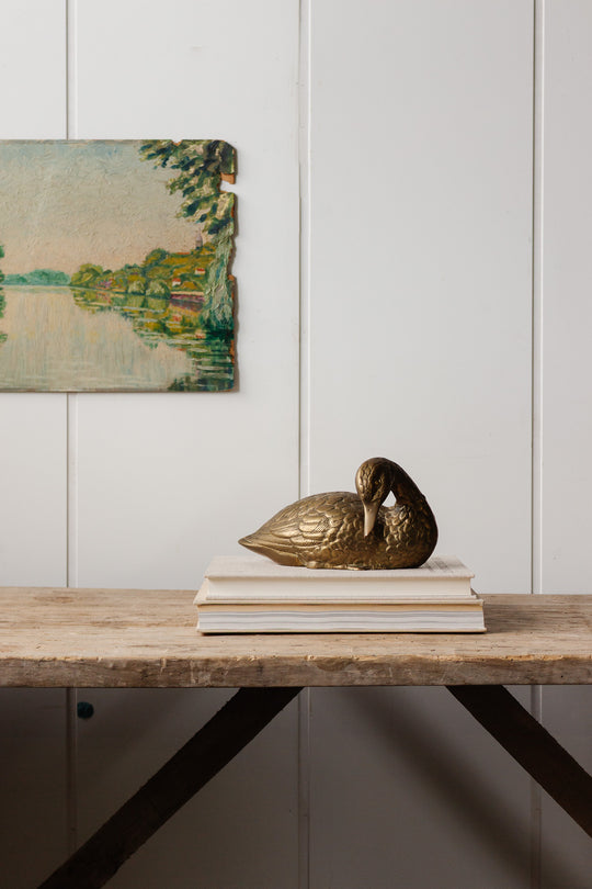 vintage french cast brass duck