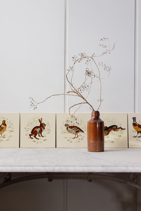 midcentury french ceramic gien hunting themes tiles