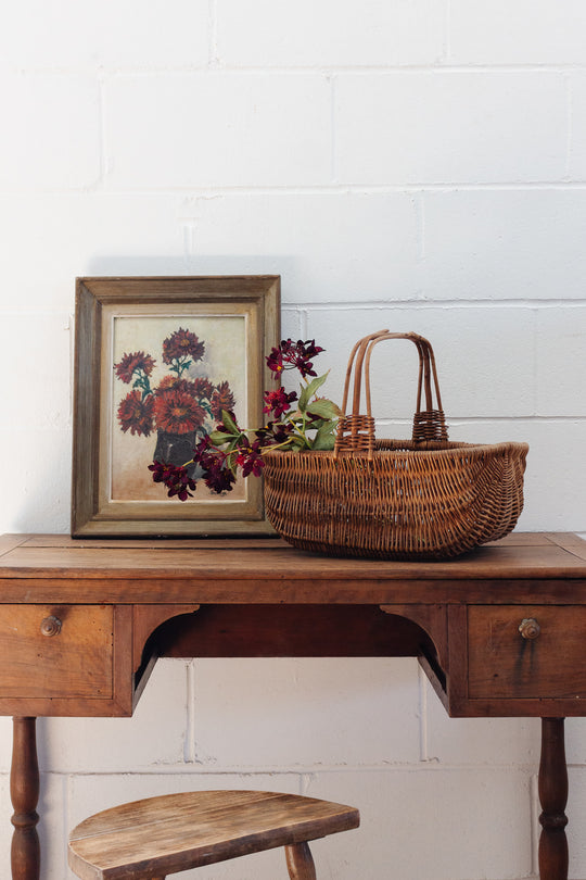 vintage French woven gathering basket