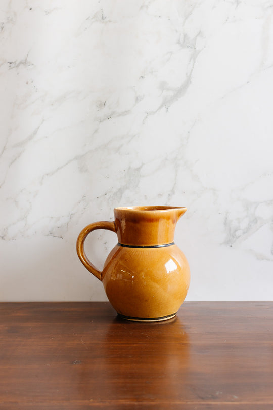 vintage french artisan stoneware made  pitcher