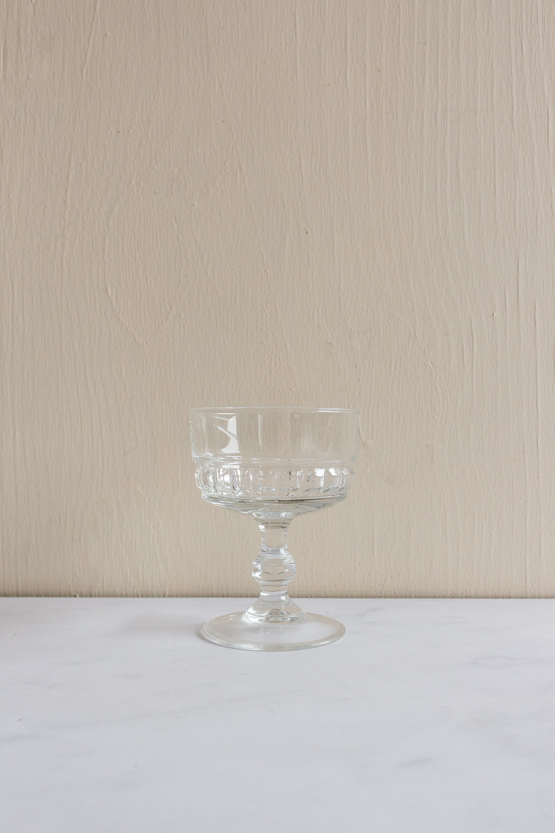 vintage French glass champagne coupes, set of 6