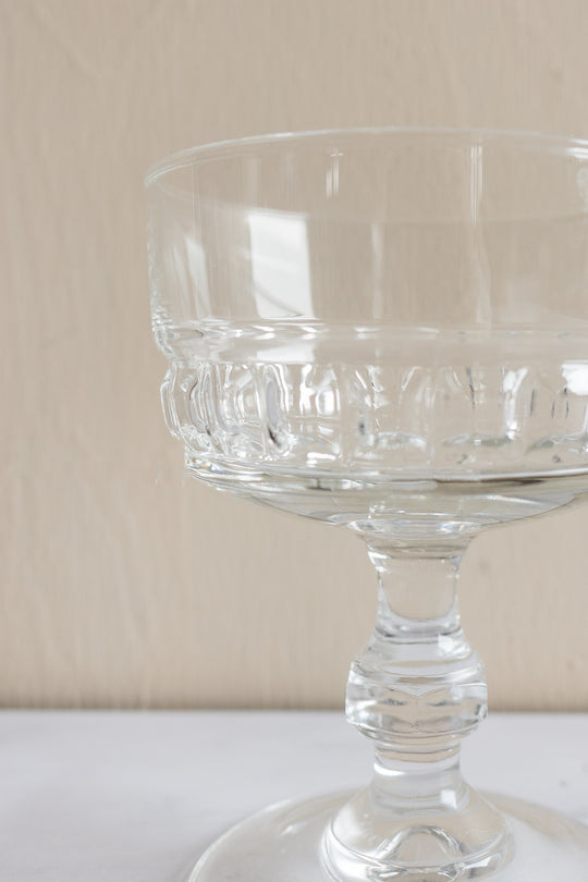 vintage French glass champagne coupes, set of 6