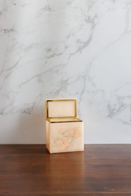 vintage italian hand carved alabaster trinket box