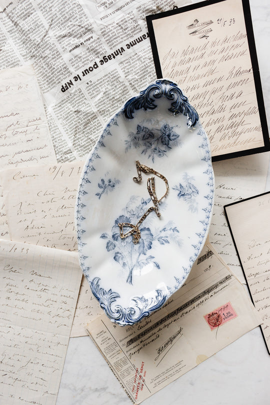 antique french U&C sarreguemines "flore" ravier