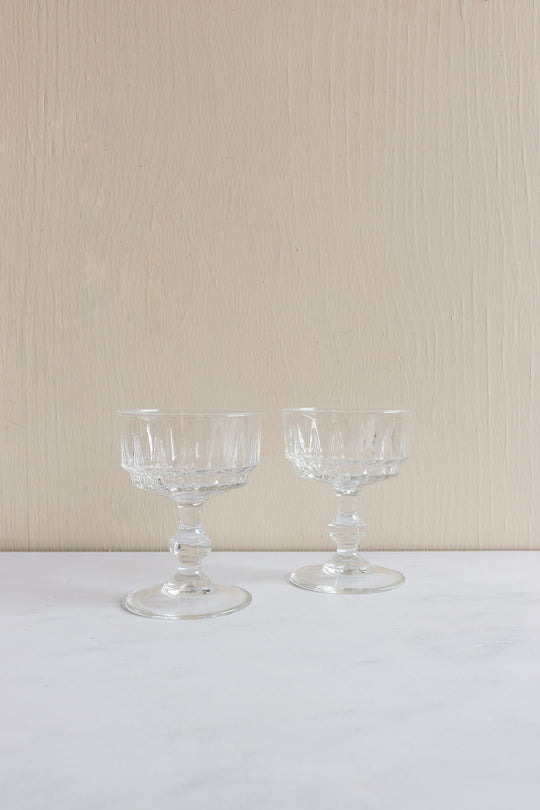 vintage French glass champagne coupes, set of 6