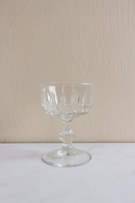 vintage French glass champagne coupes, set of 6