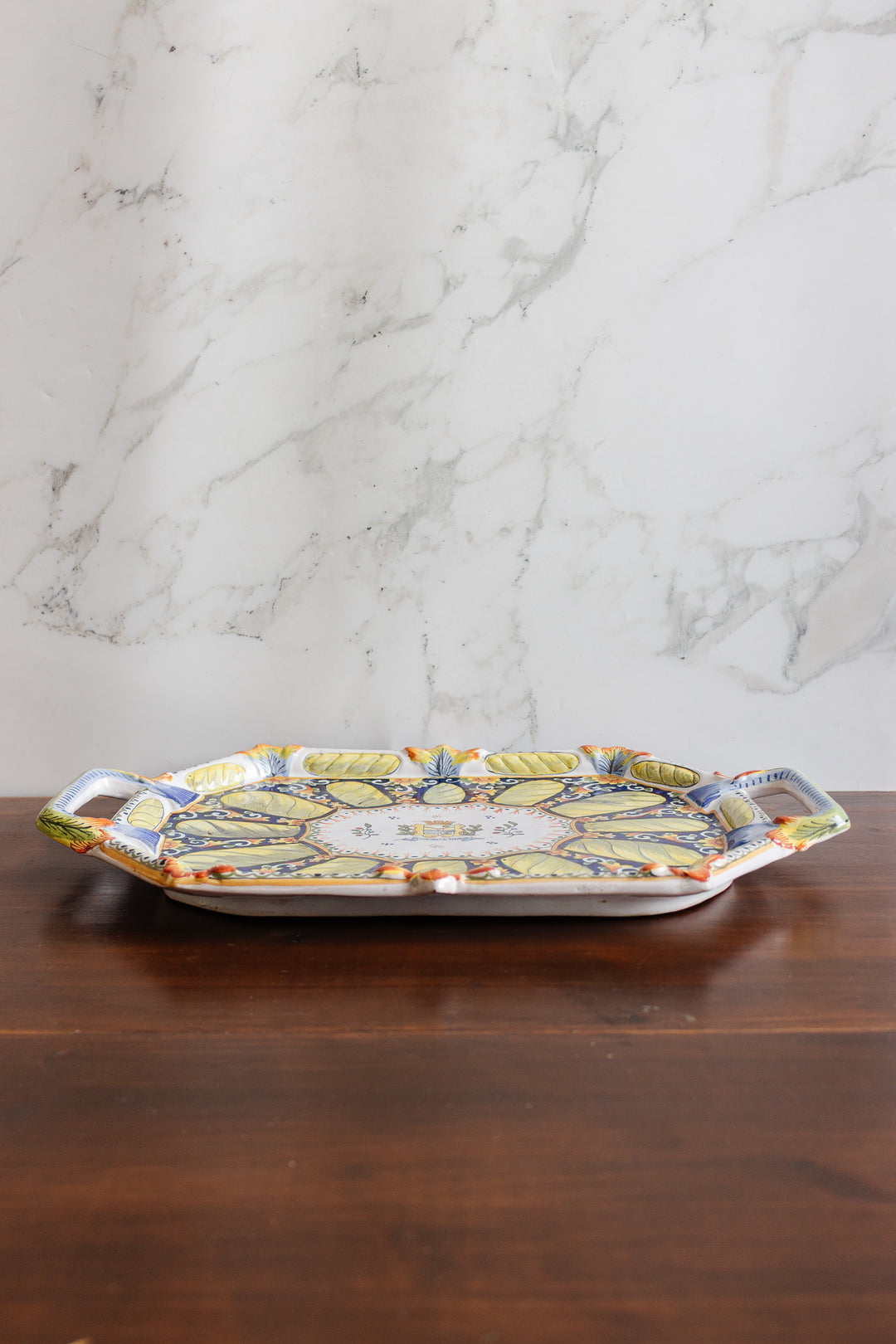 1890s henri delcourt faïence condiment service on tray