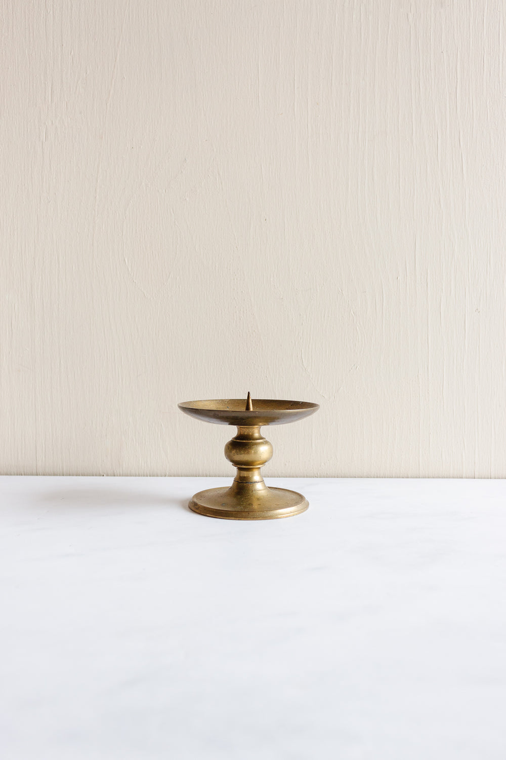 vintage French brass pillar candlestick
