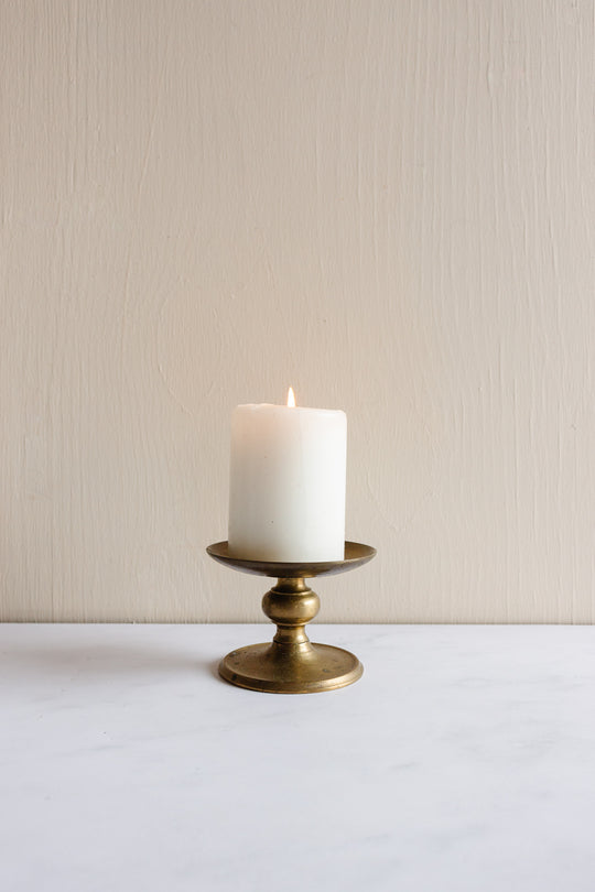 vintage French brass pillar candlestick