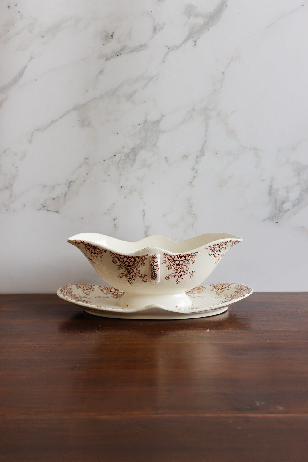 antique french k.g. luneville "parmentier"gravy boat